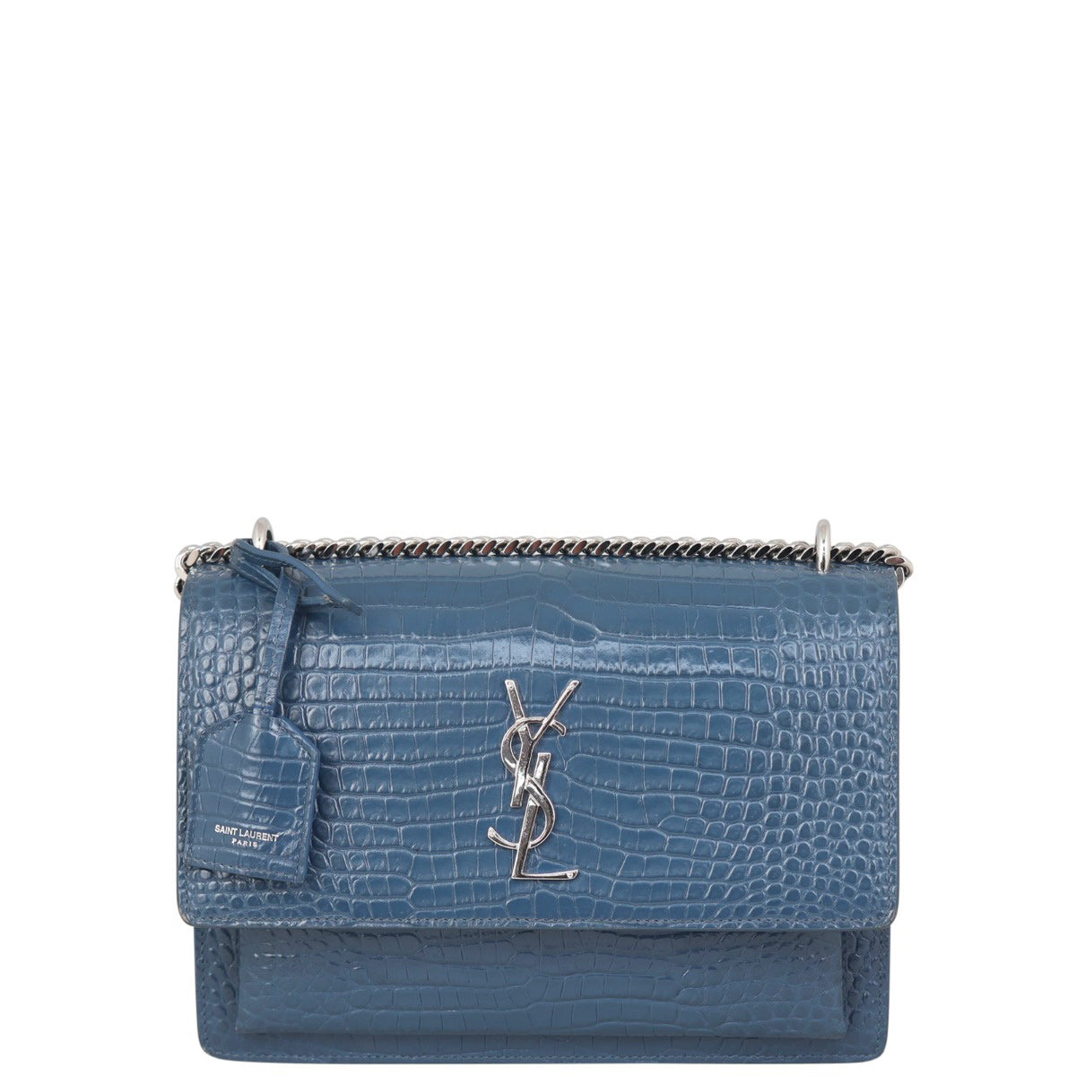 Saint Laurent Sunset Medium Croc-Embossed Front