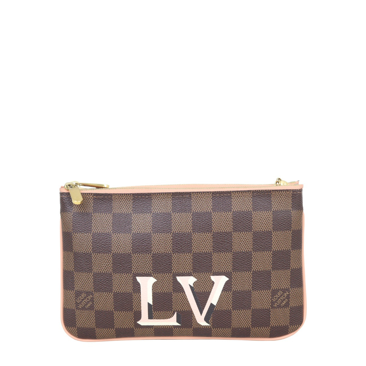 Louis Vuitton Double Zip Pochette Damier Ebene Front
