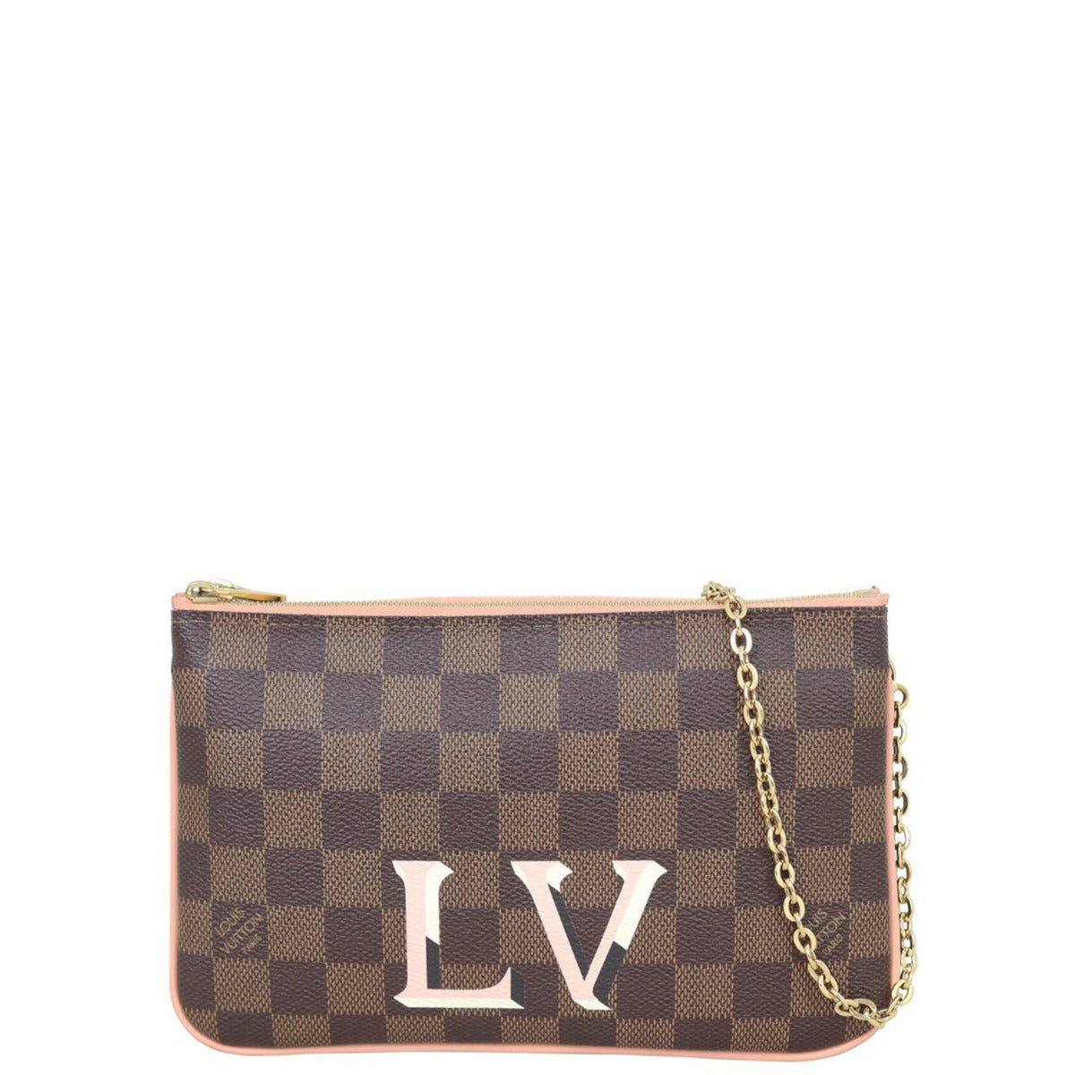 Louis Vuitton Double Zip Pochette Damier Ebene Front