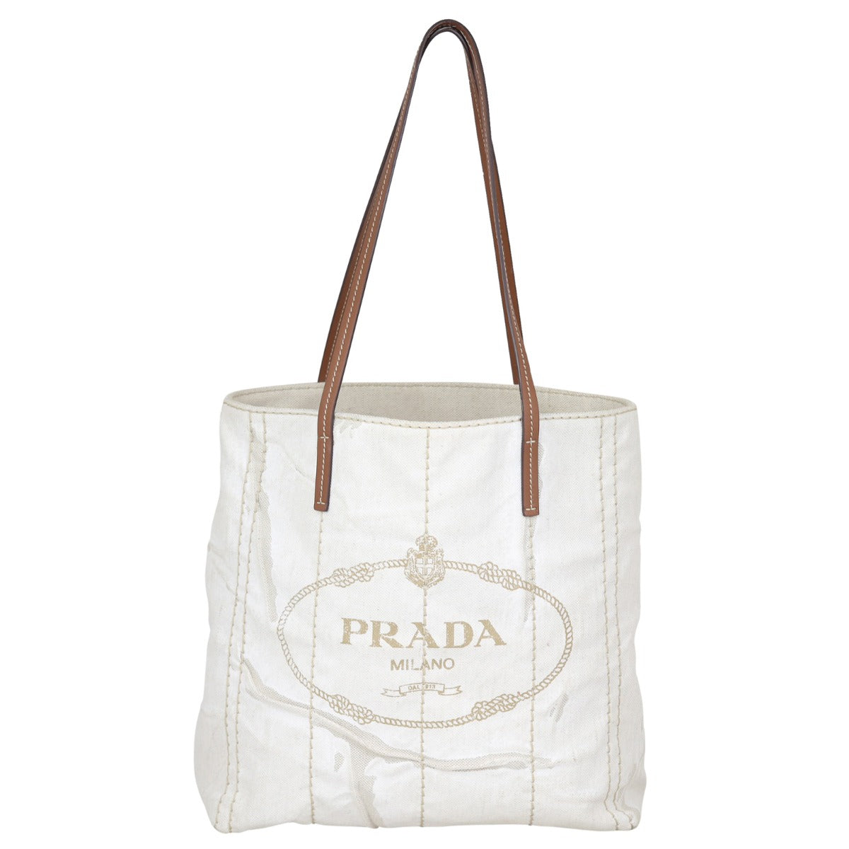 Prada Linen Logo Tote Front

