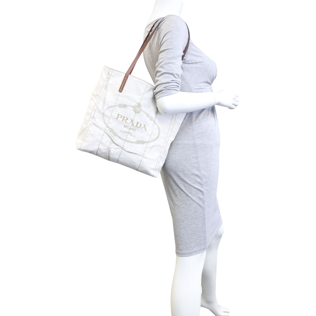 Prada Linen Logo Tote Mannequin
