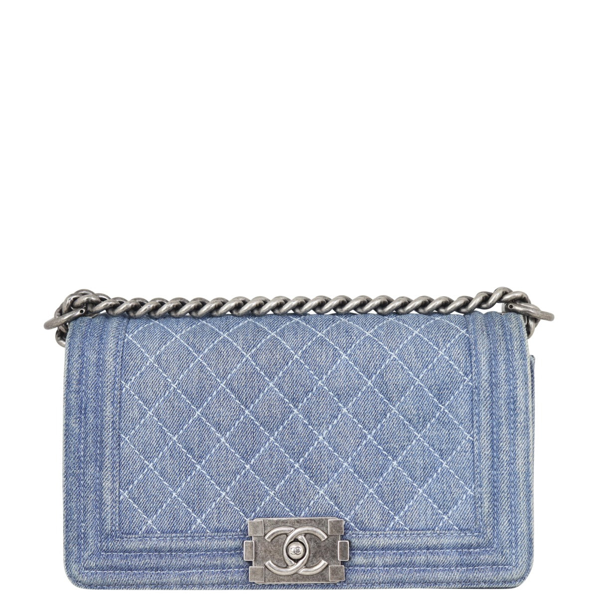 Chanel Boy Old Medium Denim Front
