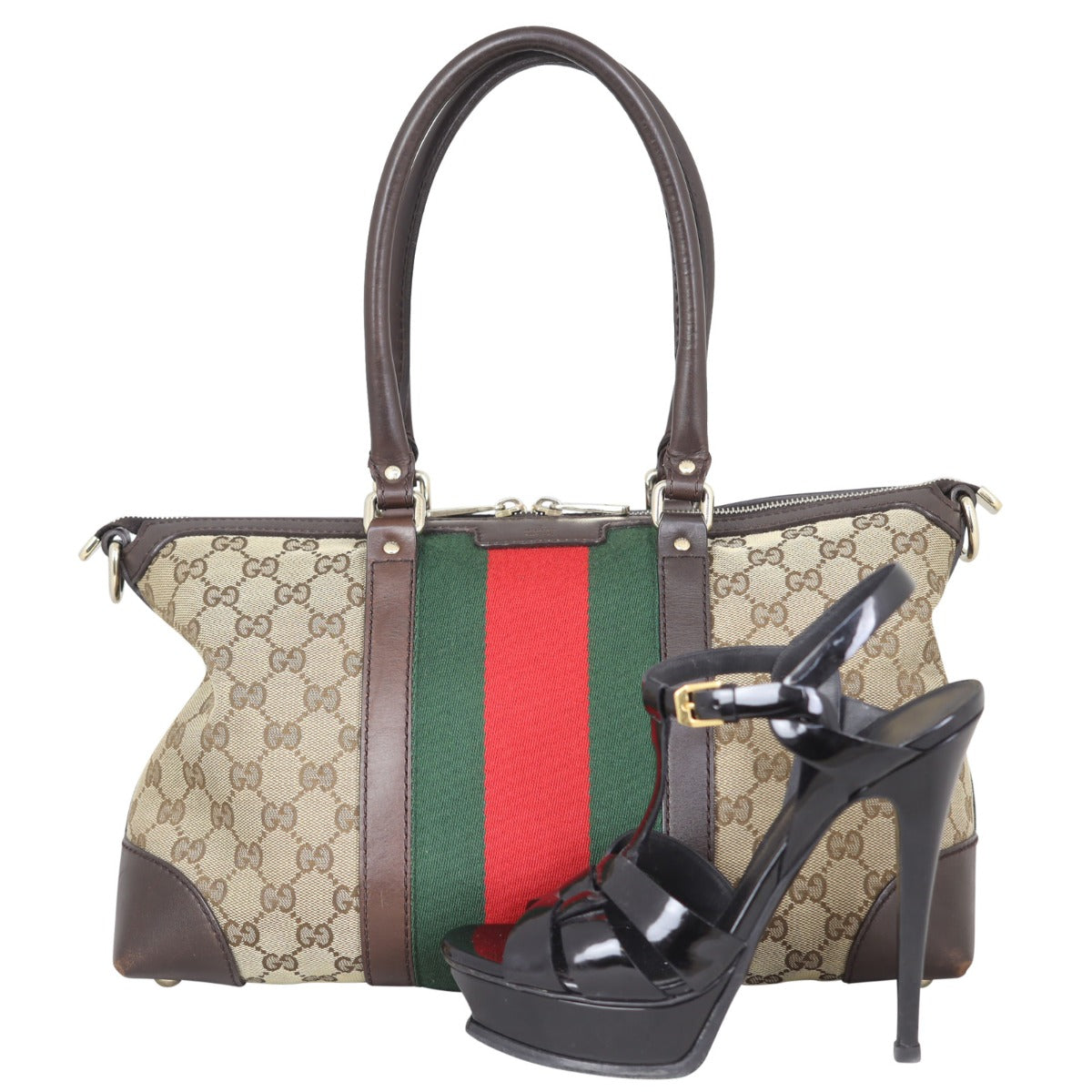 Gucci GG Canvas Rania Top Handle Bag Shoe