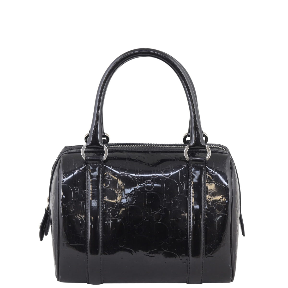 Dior Embossed Patent Mini Boston Bag Front
