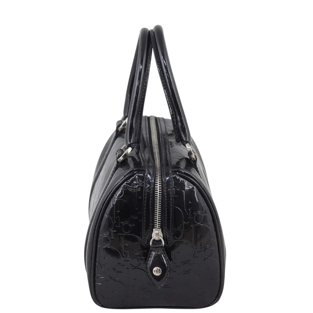 Dior Embossed Patent Mini Boston Bag Side
