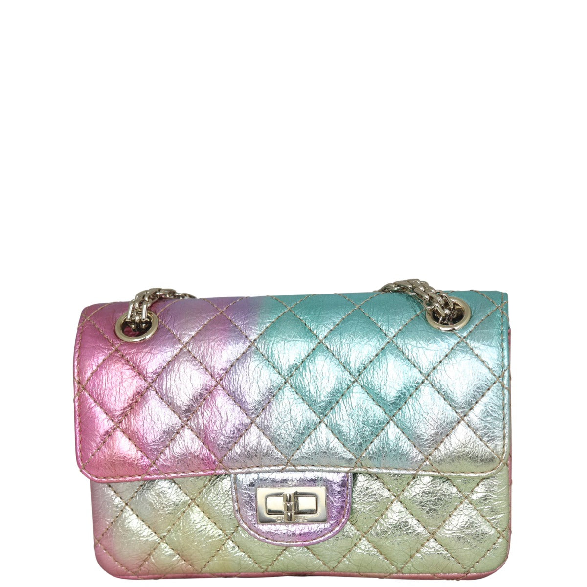 Chanel Rainbow Metallic Reissue Mini Flap Bag Front
