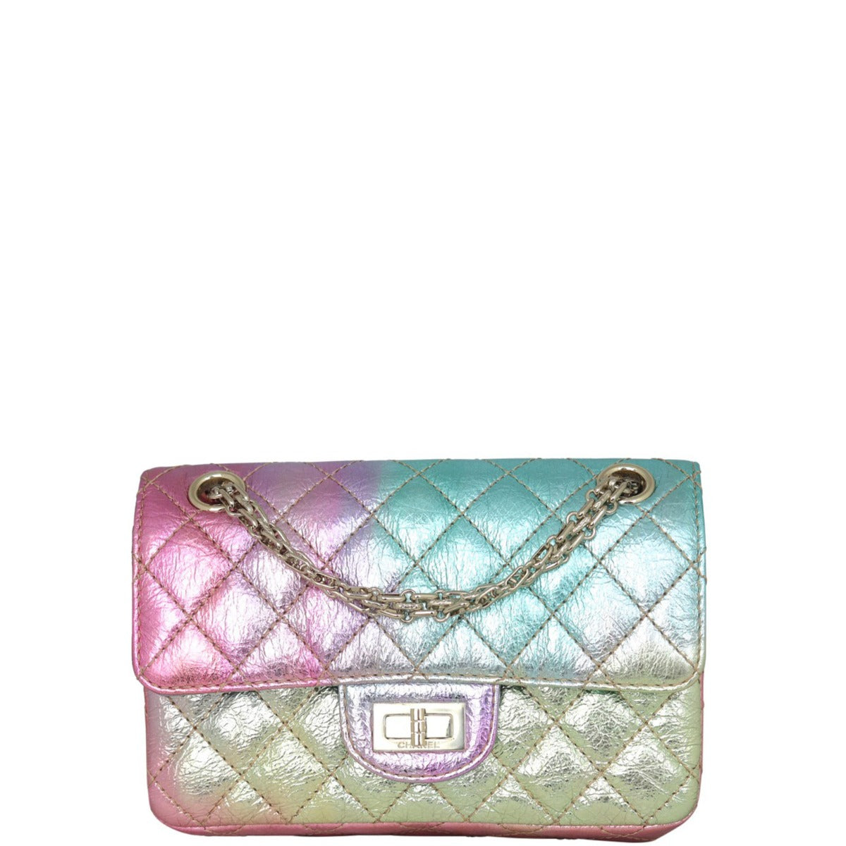 Chanel Rainbow Metallic Reissue Mini Flap Bag Front