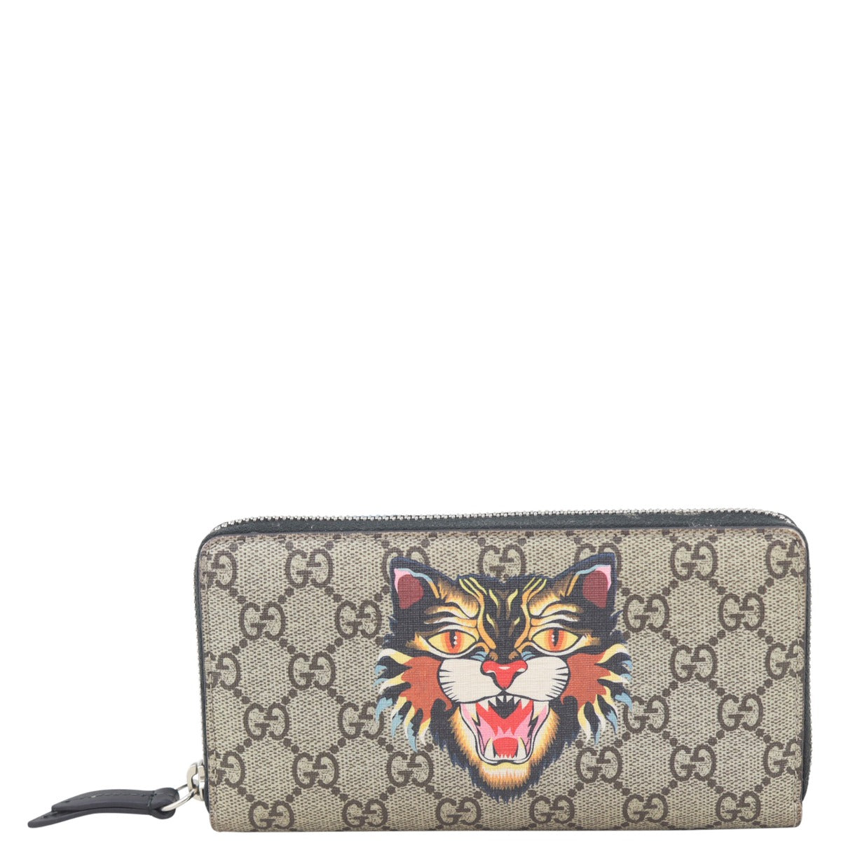 Gucci GG Supreme Angry Cat Zip Around Wallet Front
