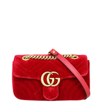 Gucci GG Marmont Velvet Mini Shoulder Bag Front
