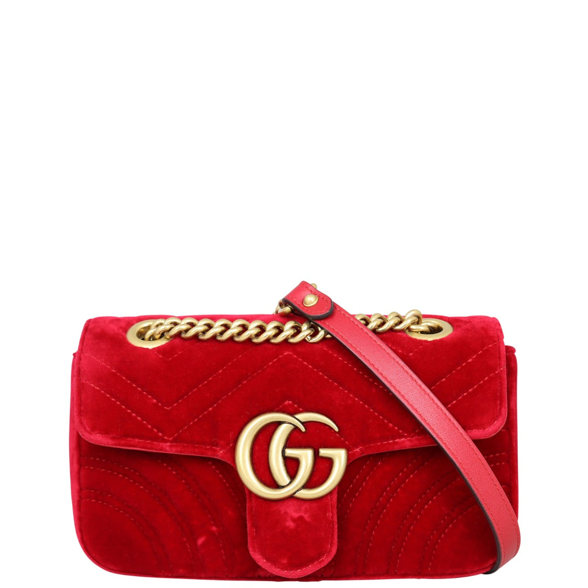 Gucci GG Marmont Velvet Mini Shoulder Bag Front
