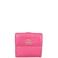 Chanel Camellia Embossed Compact Wallet Front
