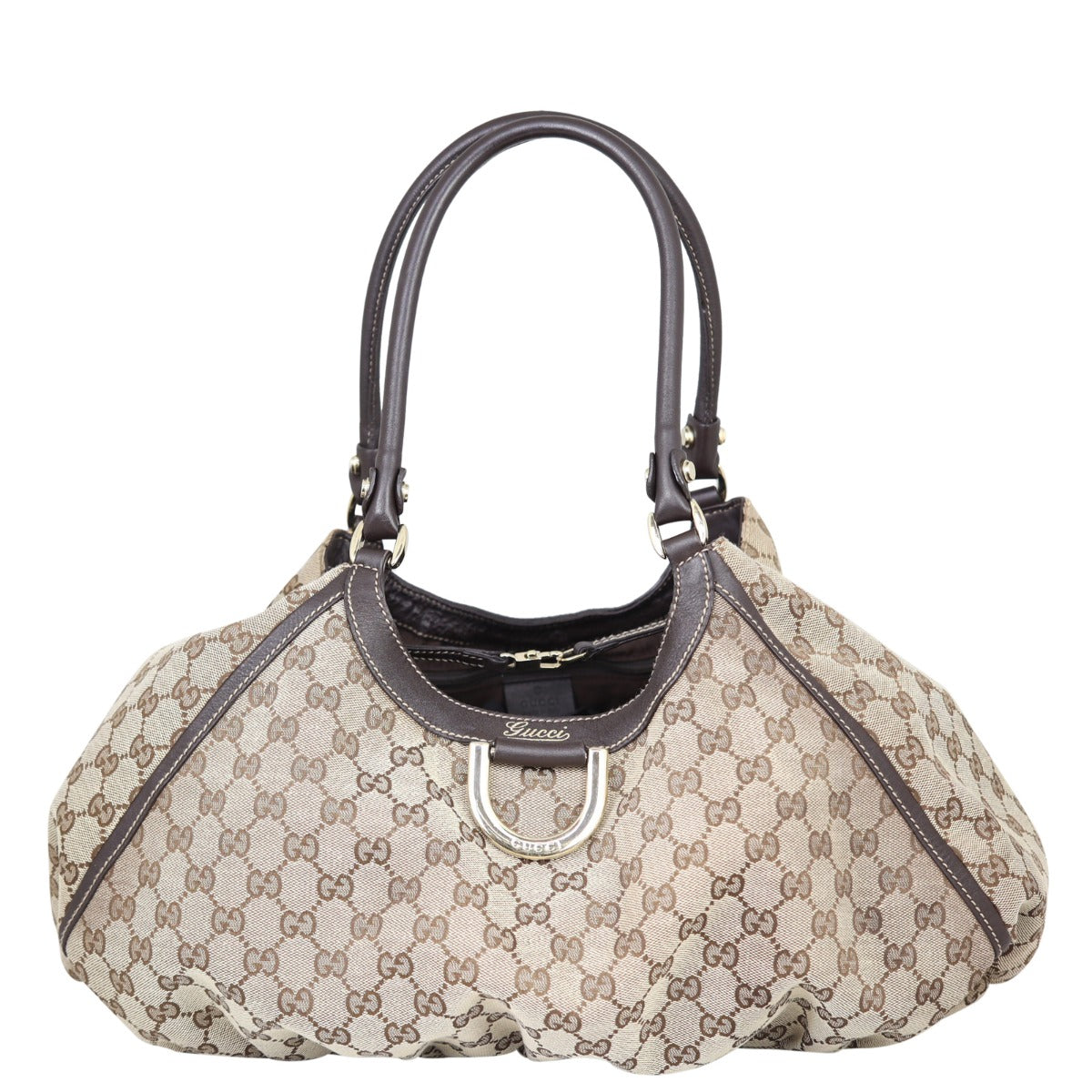 Gucci GG Canvas D-Ring Shoulder Bag Front
