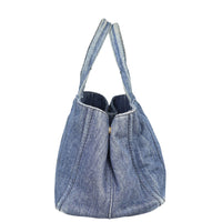 Prada Canapa Logo Tote Medium Denim Side

