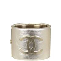 Chanel CC Wide Metallic Leather Cuff Front
