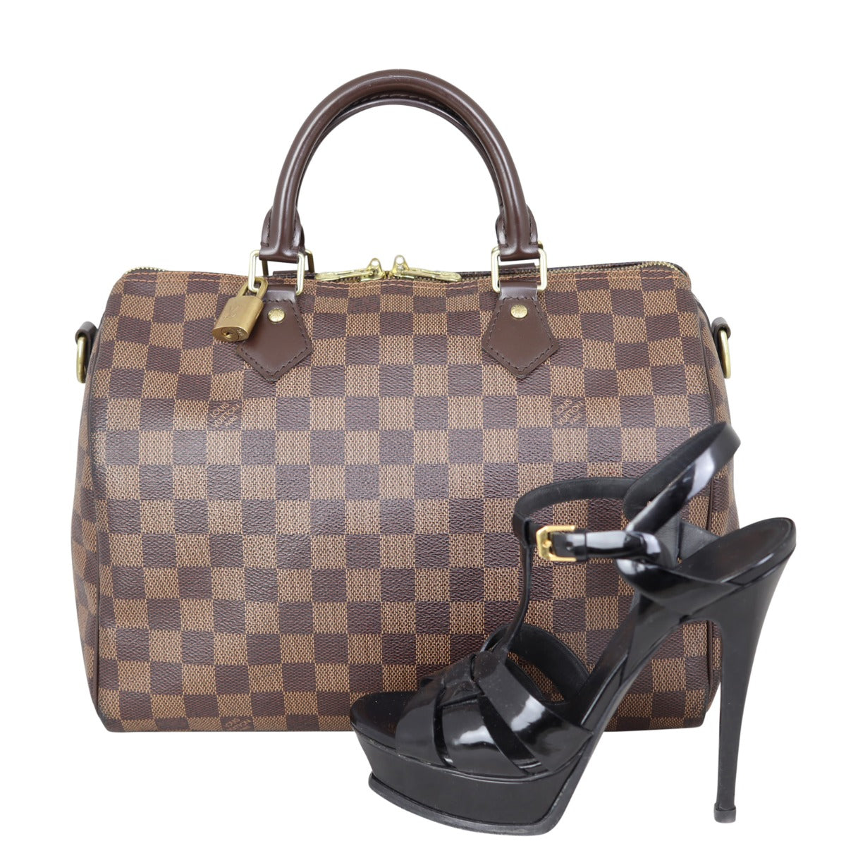 Louis Vuitton Speedy 30 Bandouliere Damier Ebene Shoe
