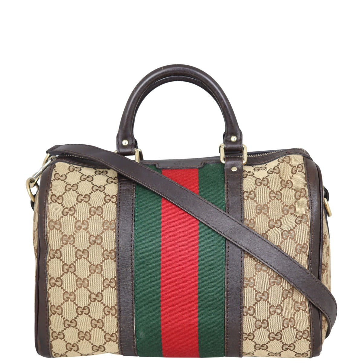 Gucci Vintage Web Original GG Boston Bag Medium Front