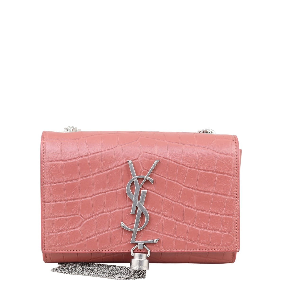 Saint Laurent Kate Tassel Chain Bag Small Croc-Embossed Front
