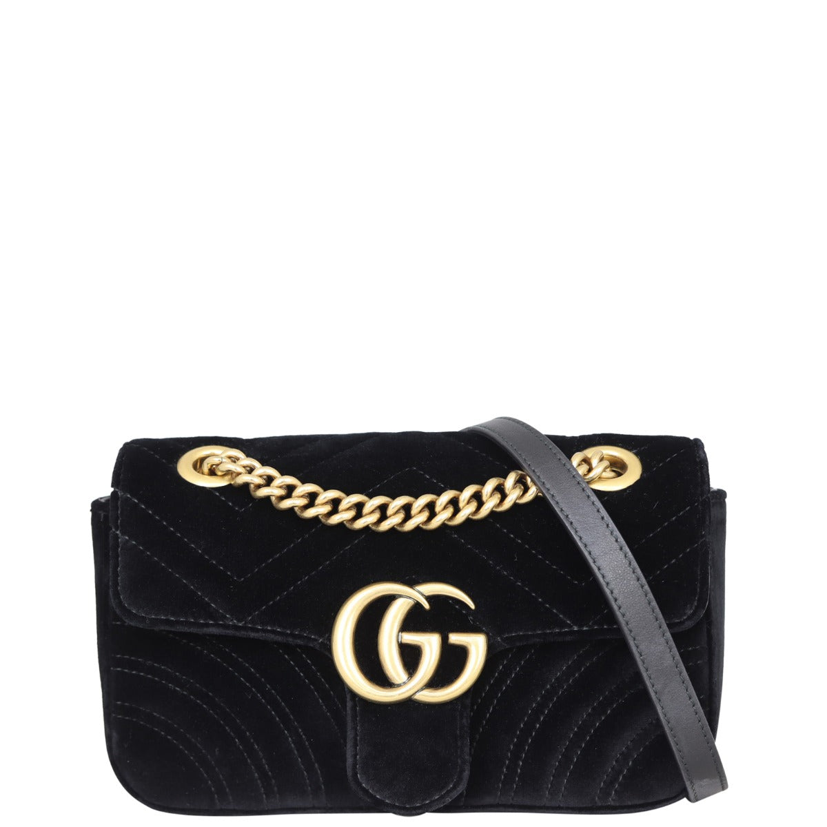 Gucci GG Marmont Velvet Mini Shoulder Bag Front