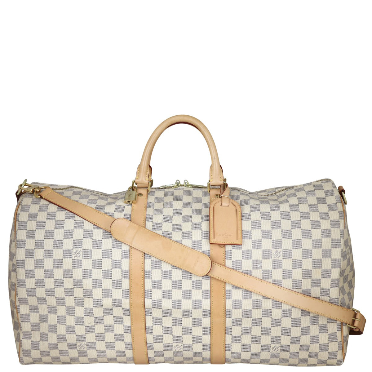 Louis Vuitton Keepall 55 Bandouliere Damier Azur Front

