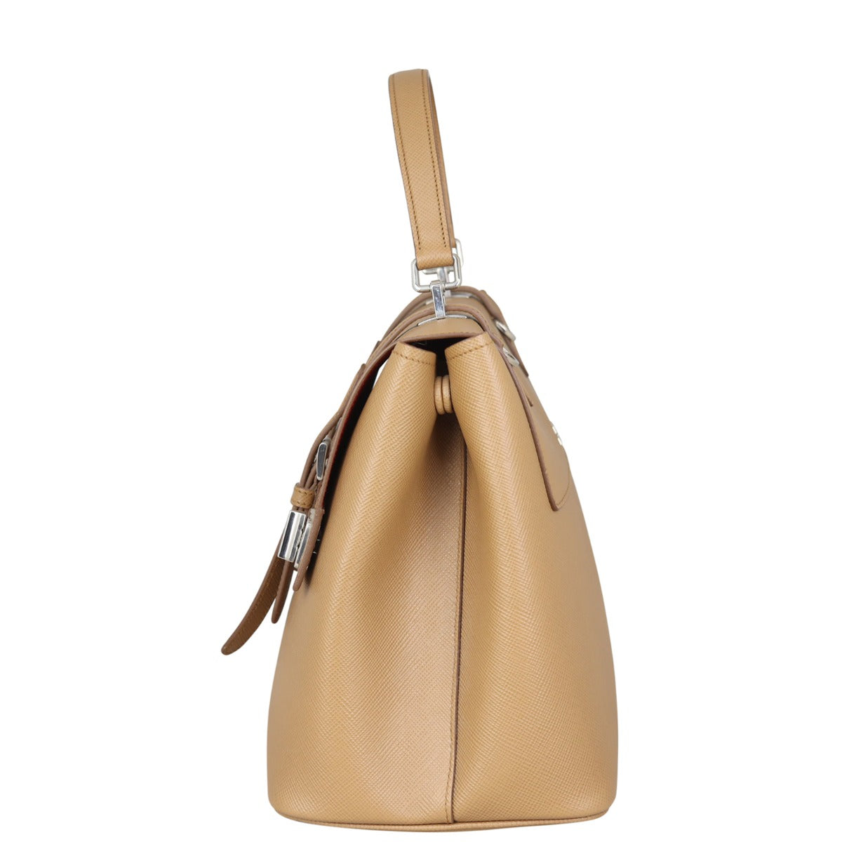 Prada Saffiano Cuir Convertible Top Handle Tote Side
