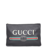Gucci Logo Print Leather Pouch Front
