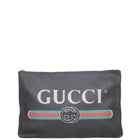 Gucci Logo Print Leather Pouch Front
