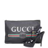 Gucci Logo Print Leather Pouch Shoe
