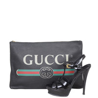 Gucci Logo Print Leather Pouch Shoe

