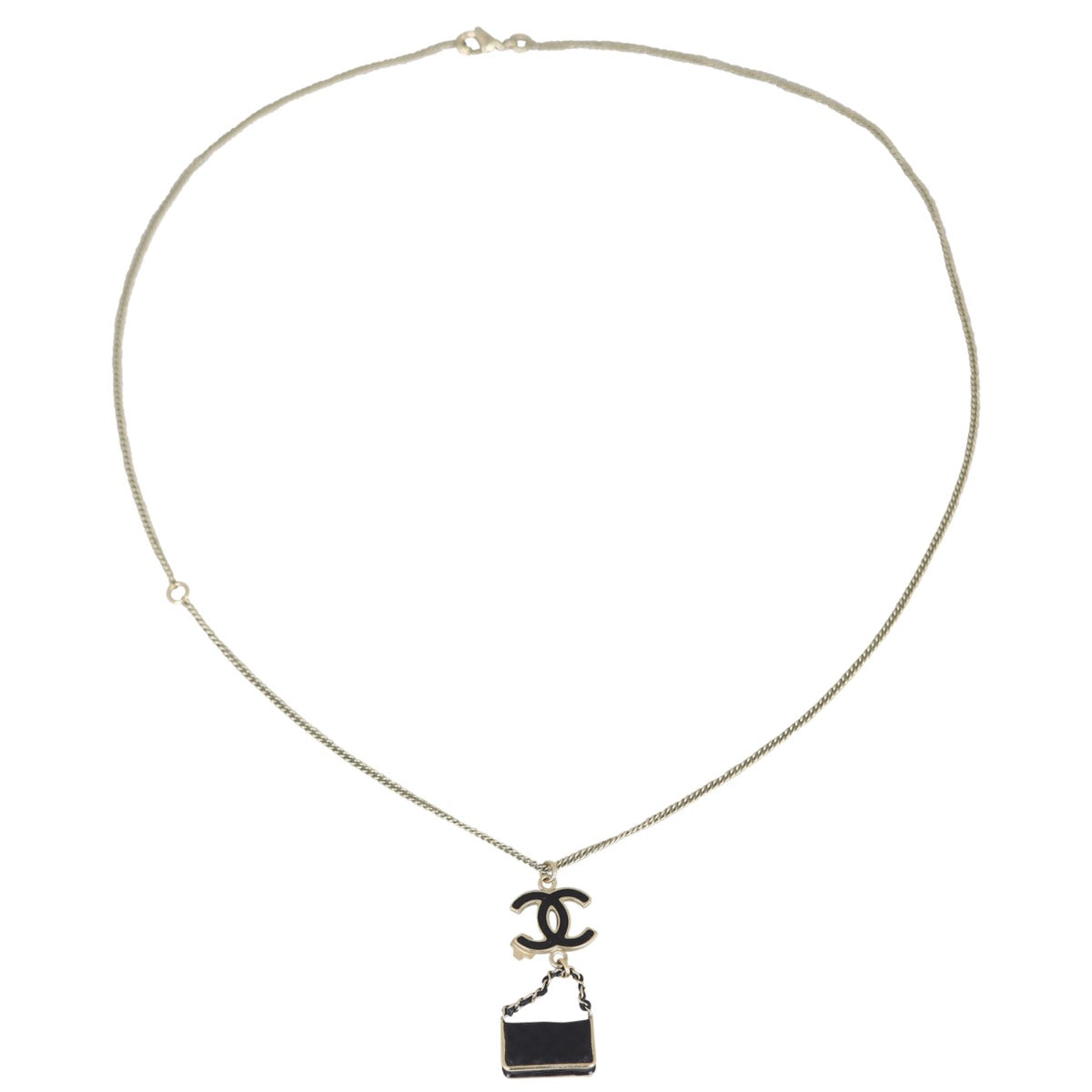 Chanel CC Enamel Flap Bag Pendant Necklace Back
