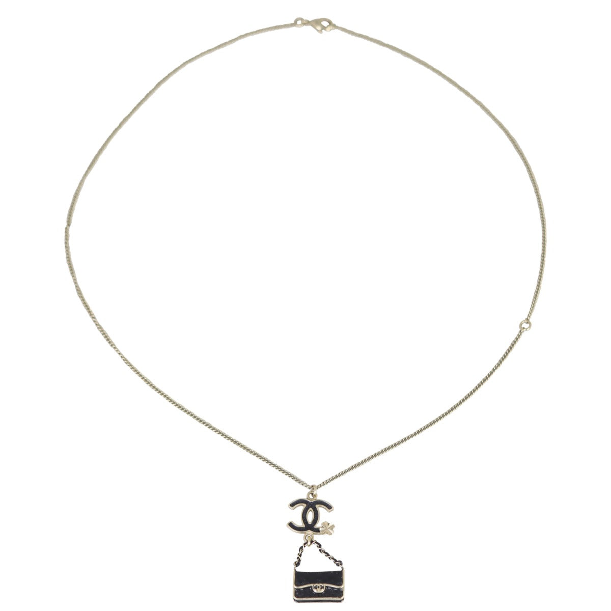 Chanel CC Enamel Flap Bag Pendant Necklace Front
