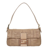 Fendi Woven Leather Baguette Bag Front

