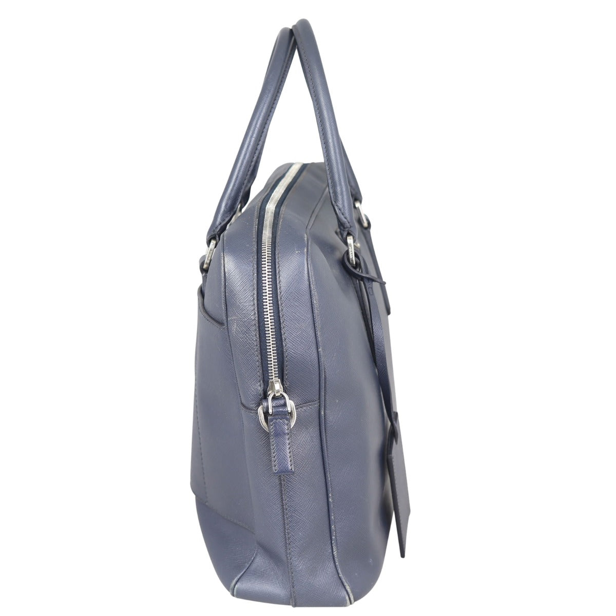 Prada Saffiano Zip Briefcase Bag Side
