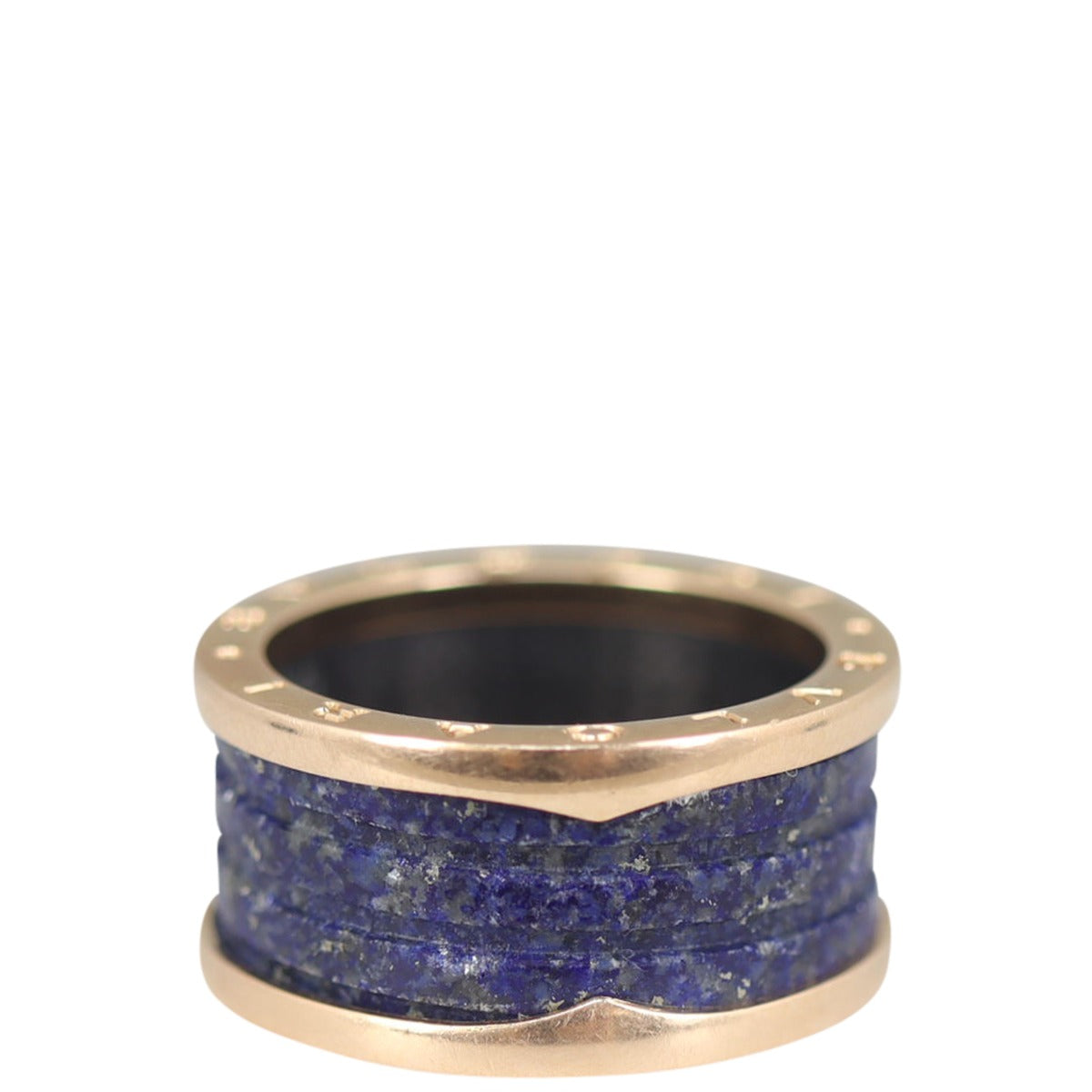 Bvlgari B.Zero1 18k Rose Gold and Marble Four Band Ring Front
