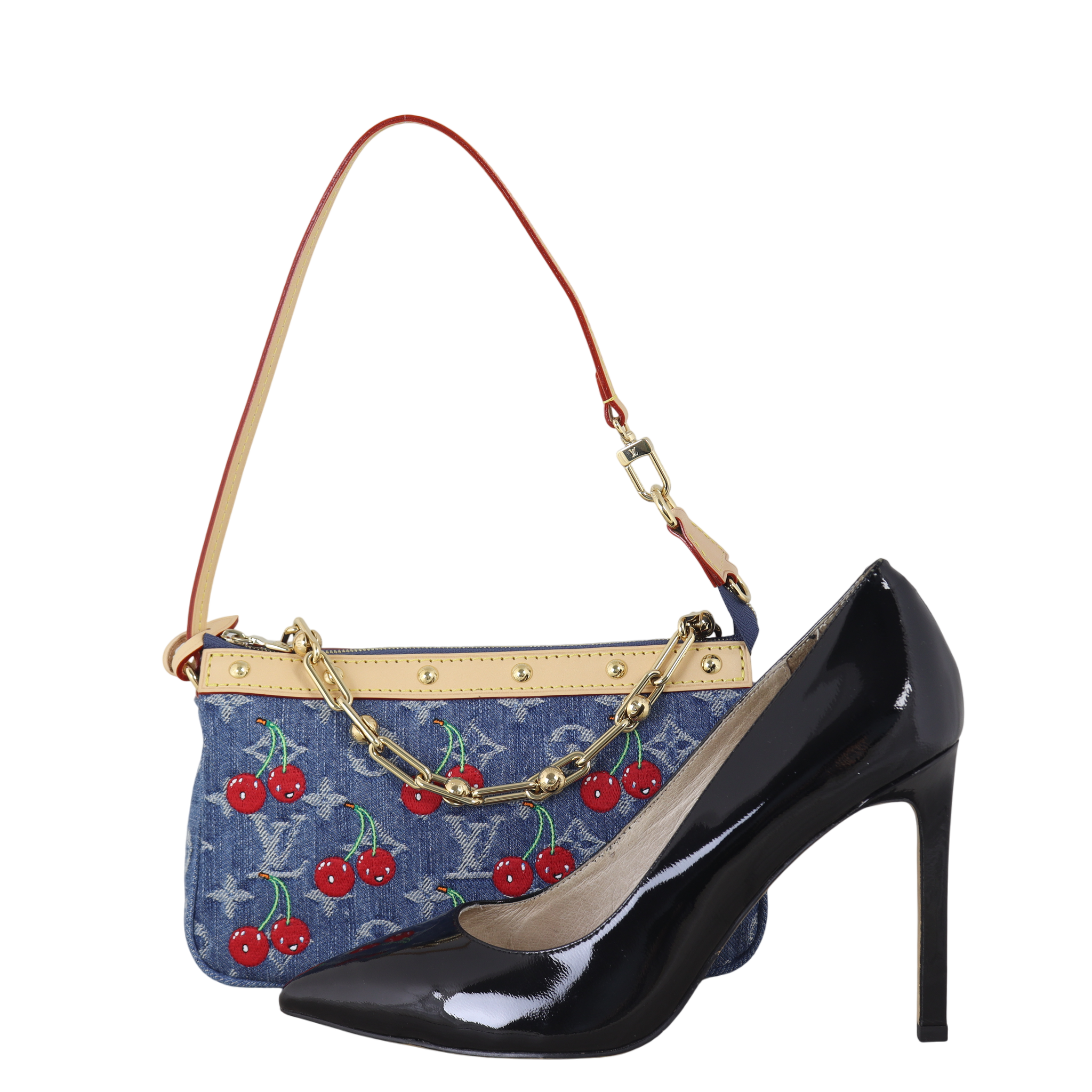 Louis Vuitton x Takashi Murakami Pochette Accessoires Denim Monogram Cerises