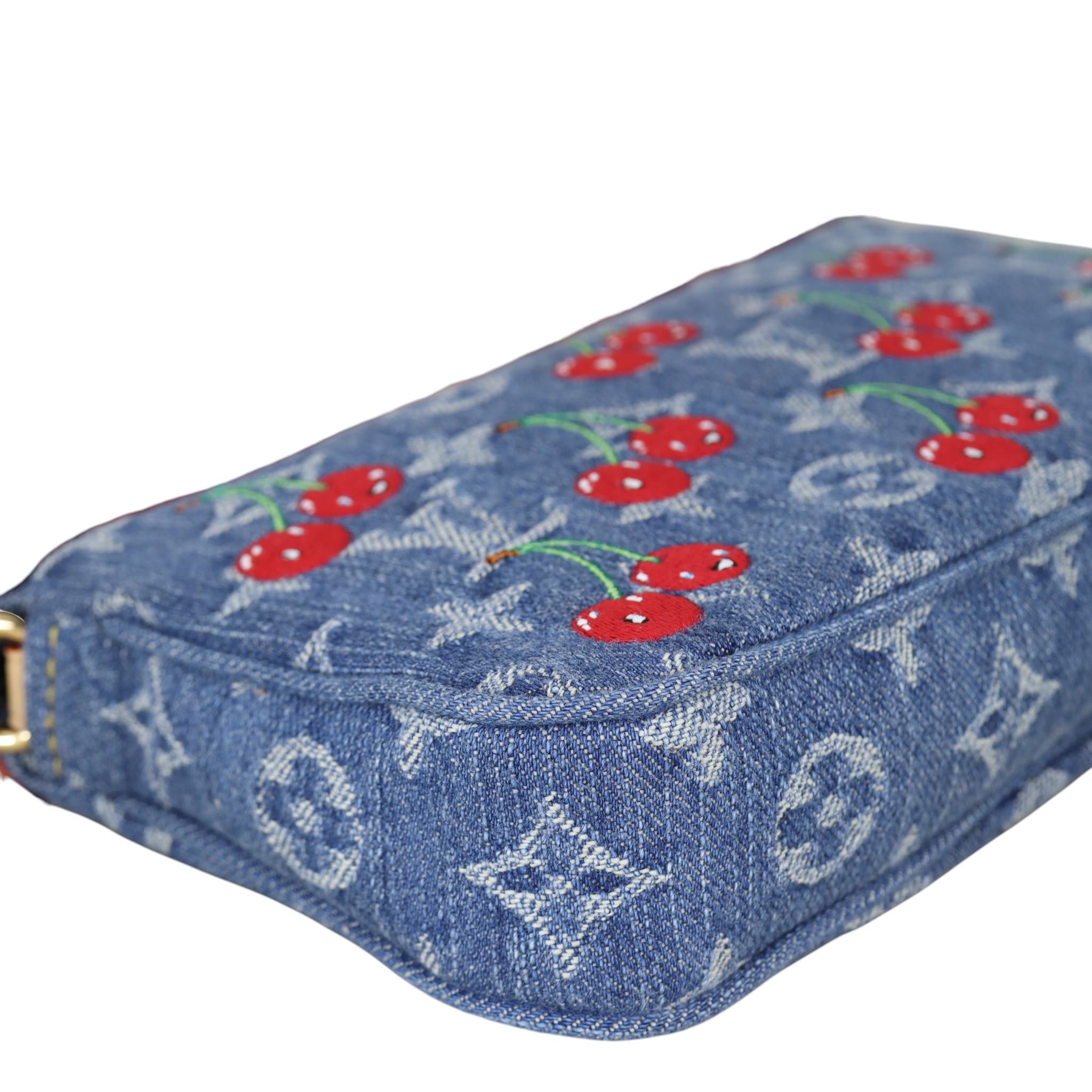 Louis Vuitton x Takashi Murakami Pochette Accessoires Denim Monogram Cerises