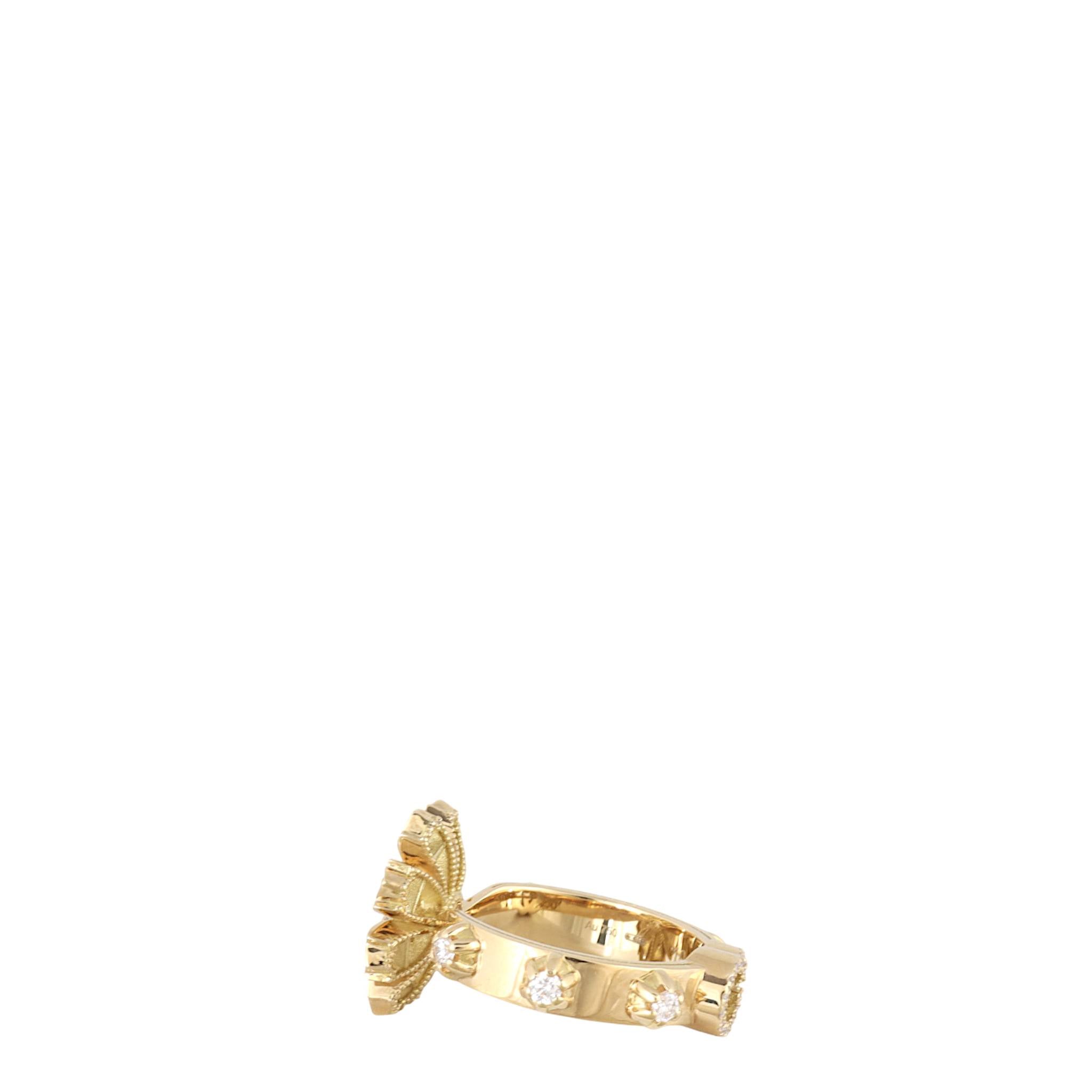 Gucci Flora Diamond 18k Yellow Gold Cocktail Ring
