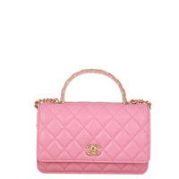 Chanel Metal Quilted Top Handle Wallet on Chain