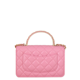 Chanel Metal Quilted Top Handle Wallet on Chain