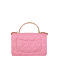 Chanel Metal Quilted Top Handle Wallet on Chain