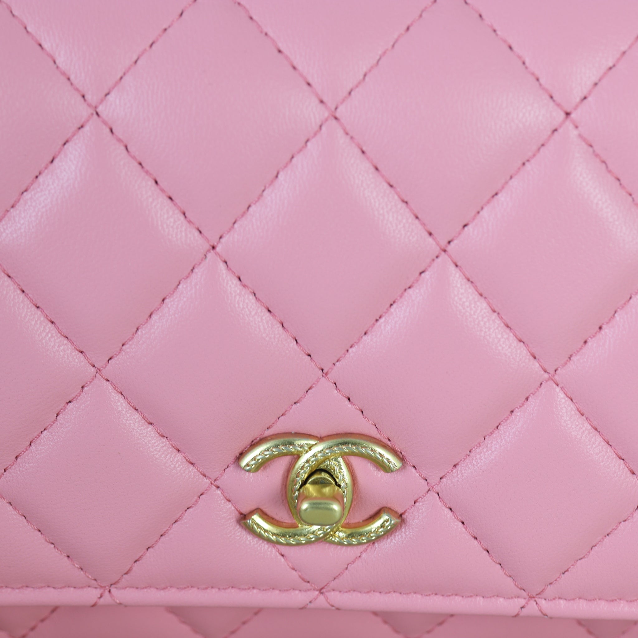 Chanel Metal Quilted Top Handle Wallet on Chain