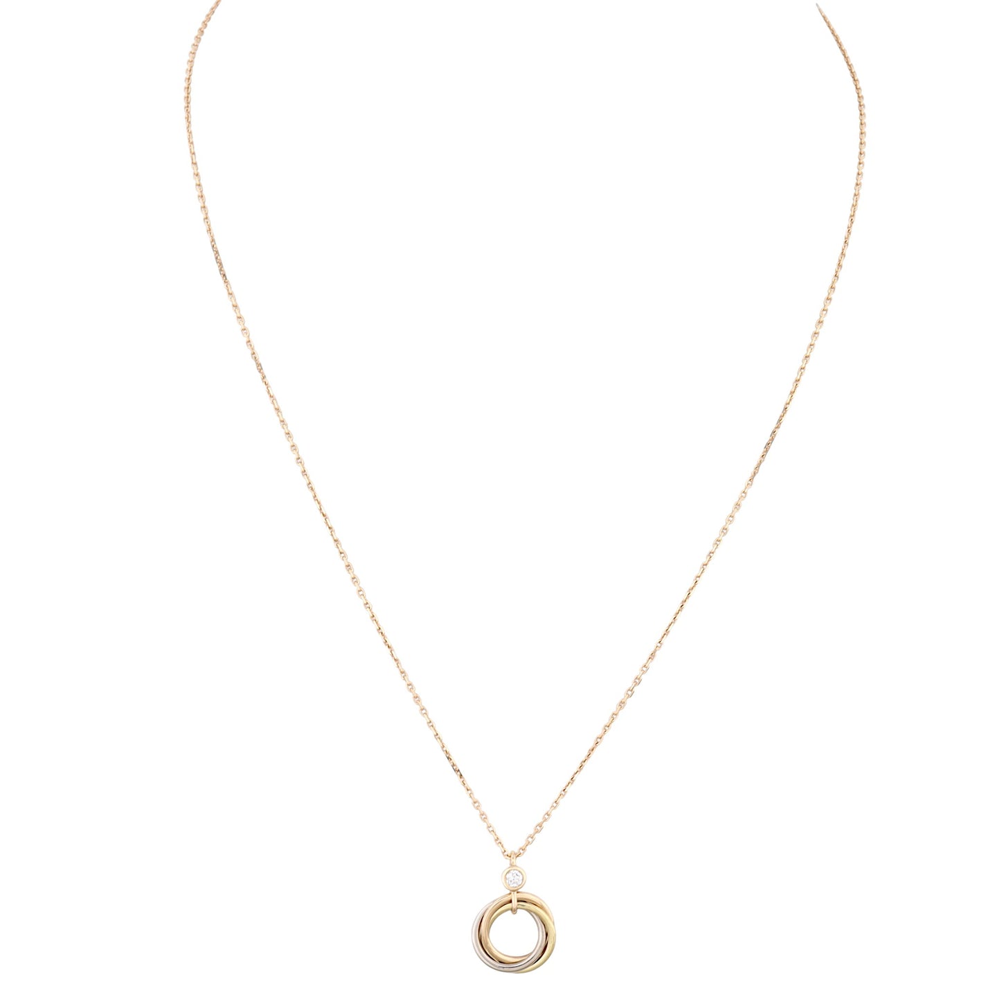 Cartier Trinity Diamond 18k Yellow, White & Rose Gold Necklace