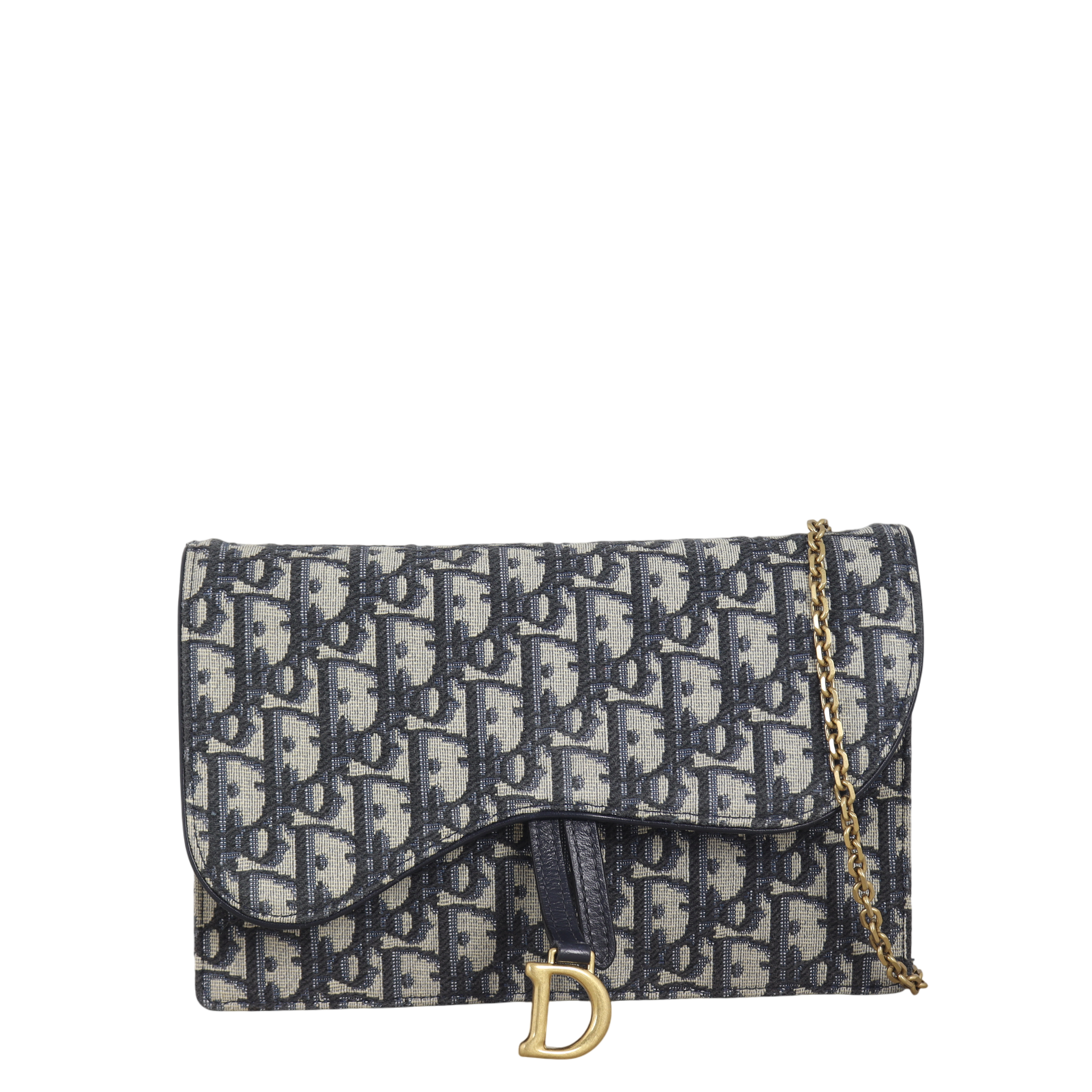 Dior Saddle Pouch Wallet on Chain Oblique