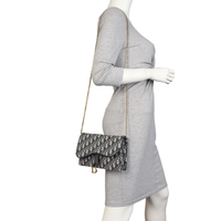 Dior Saddle Pouch Wallet on Chain Oblique
