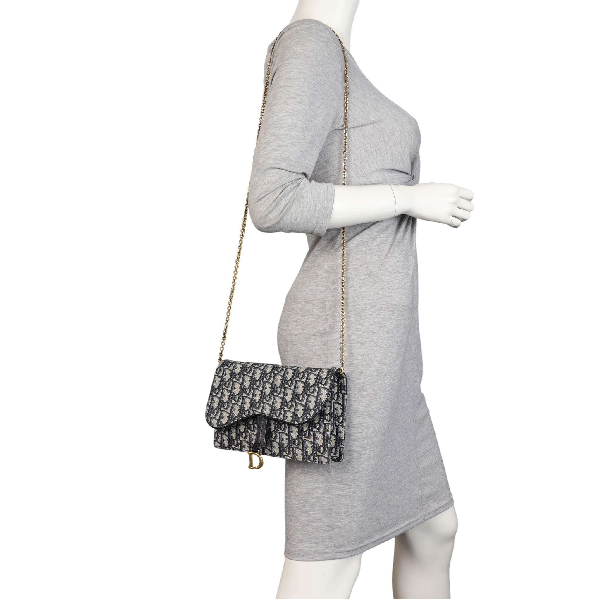 Dior Saddle Pouch Wallet on Chain Oblique