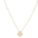 Van Cleef & Arpels Vintage Alhambra Diamond 18k Rose Gold Pendant Necklace