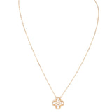 Van Cleef & Arpels Vintage Alhambra Diamond 18k Rose Gold Pendant Necklace