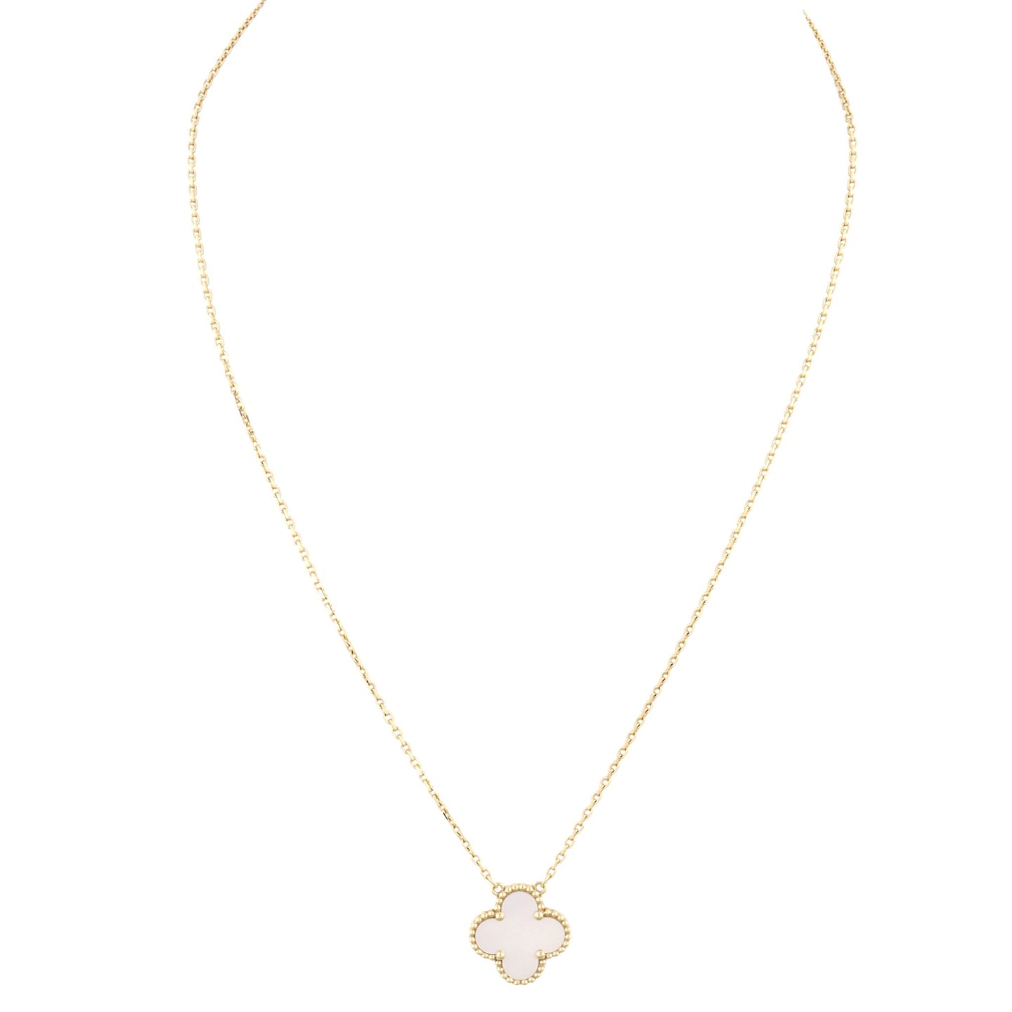 Van Cleef & Arpels Vintage Alhambra Mother of Pearl 18k Yellow Gold Necklace