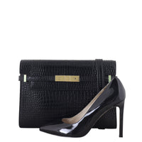 Saint Laurent Manhattan Shoulder Bag Medium Croc Embossed