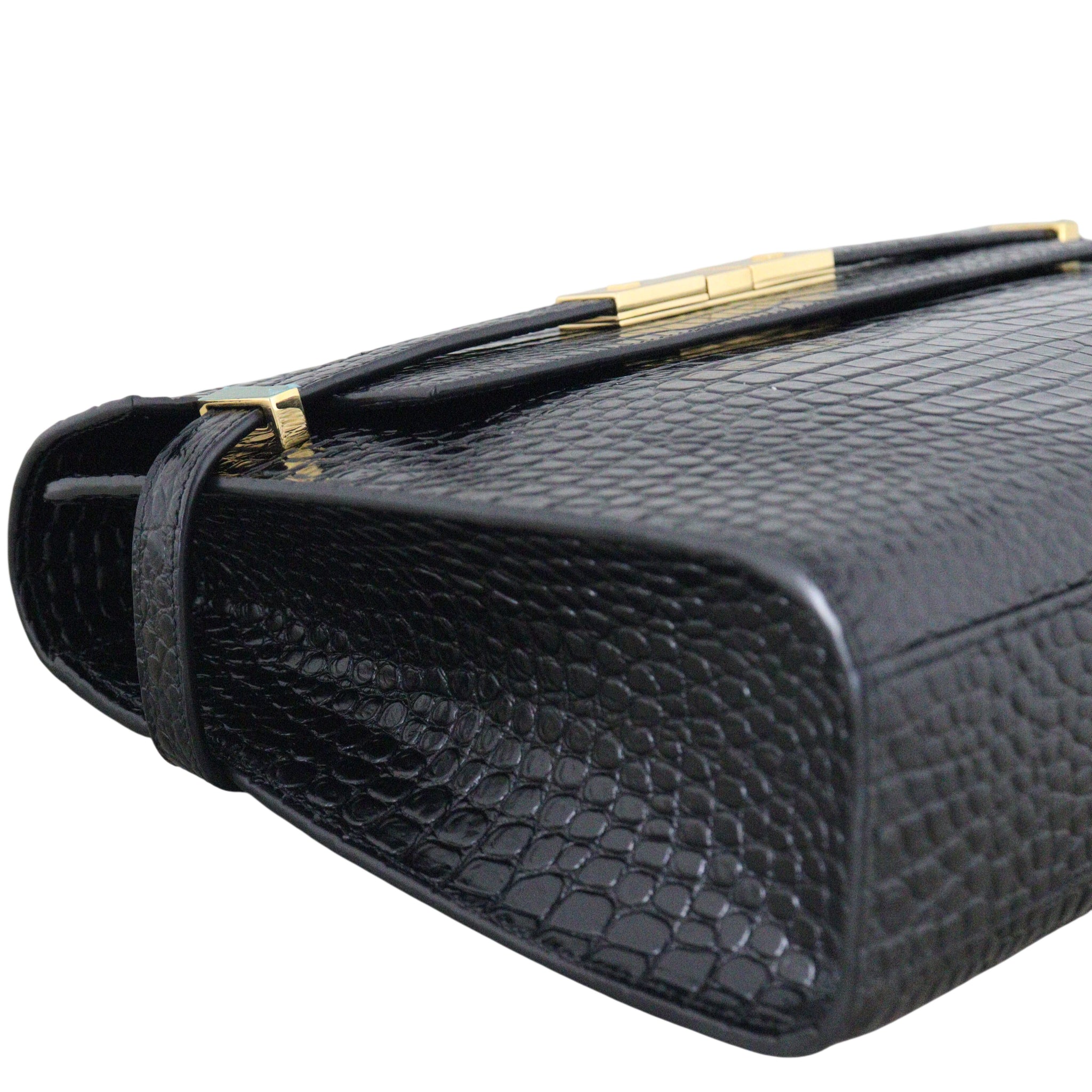 Saint Laurent Manhattan Shoulder Bag Medium Croc Embossed