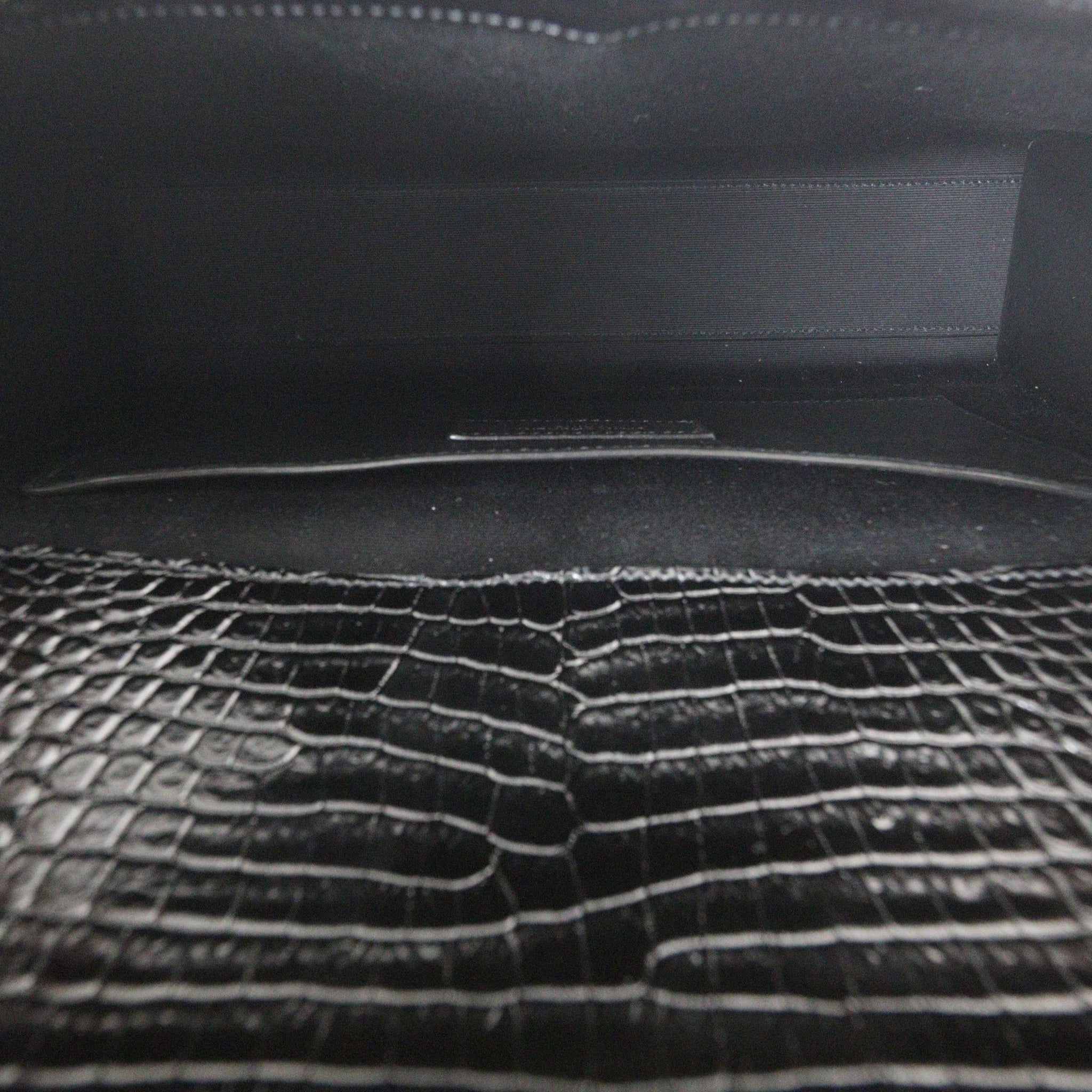 Saint Laurent Manhattan Shoulder Bag Medium Croc Embossed